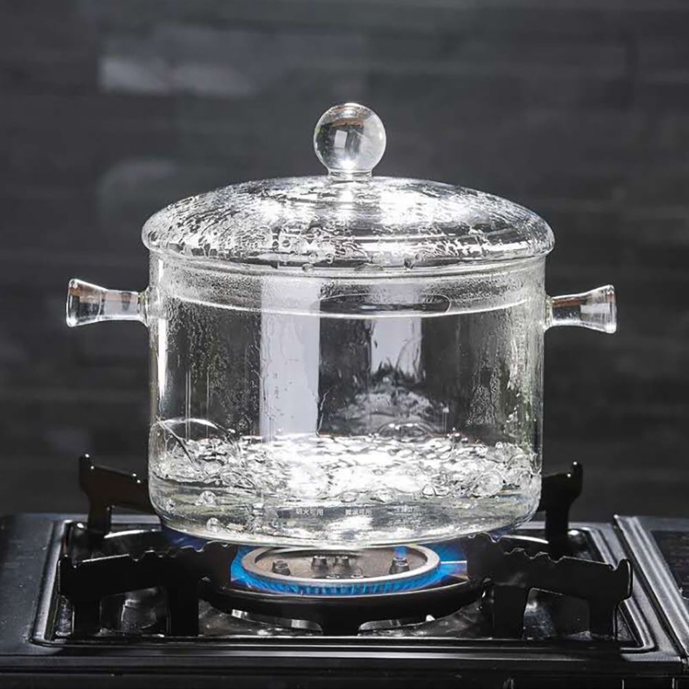 Glass Pasta Noodles Bowls Heat Resistant Glass Cooking Pot with Lid Sauce Pan for Soup Pasta Baby Food