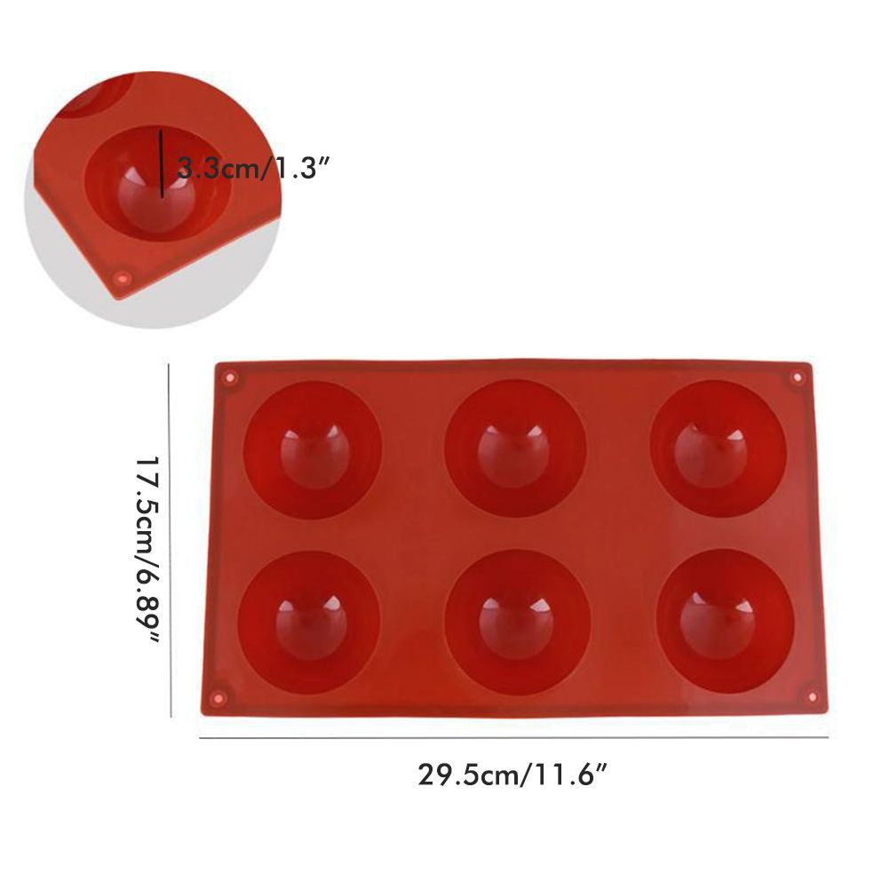 6 Cavity Semicircle Silicone Cake Mold Muffin Chocolate Baking Mold Pan DIY Party Cake Mold