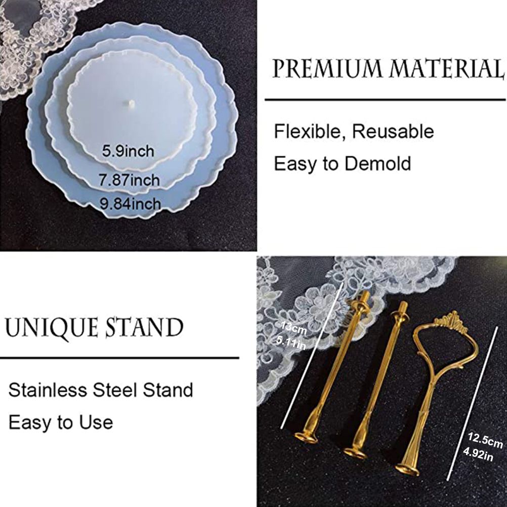 6pcs/set 3 Tier Cake Stand Silicone Resin Tray Molds DIY Irregular Mold Home Decoration Craft