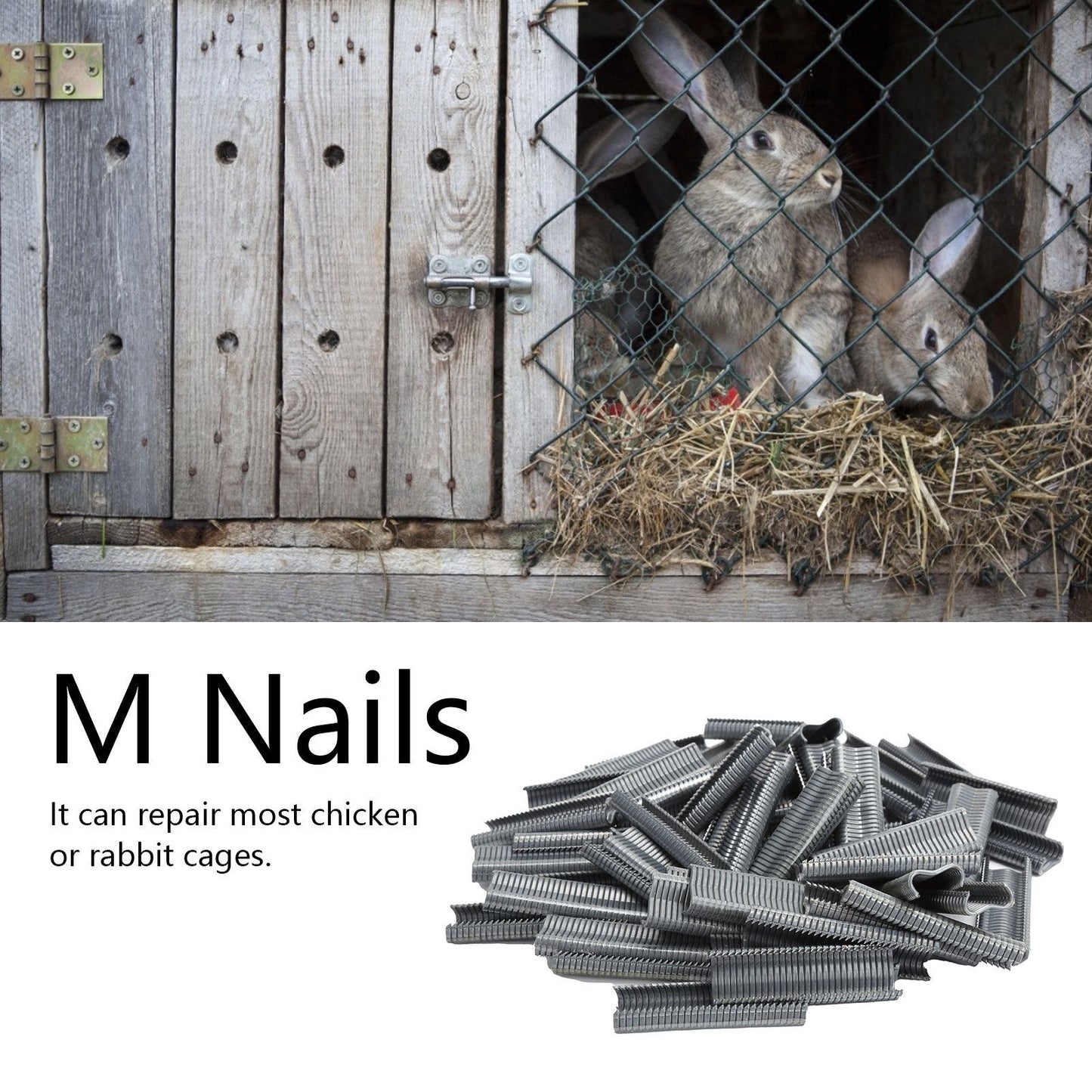 1800pcs M Nails Practical Repairing Tool Accessory for Rabbit Chicken Pigeons Foxes Cages