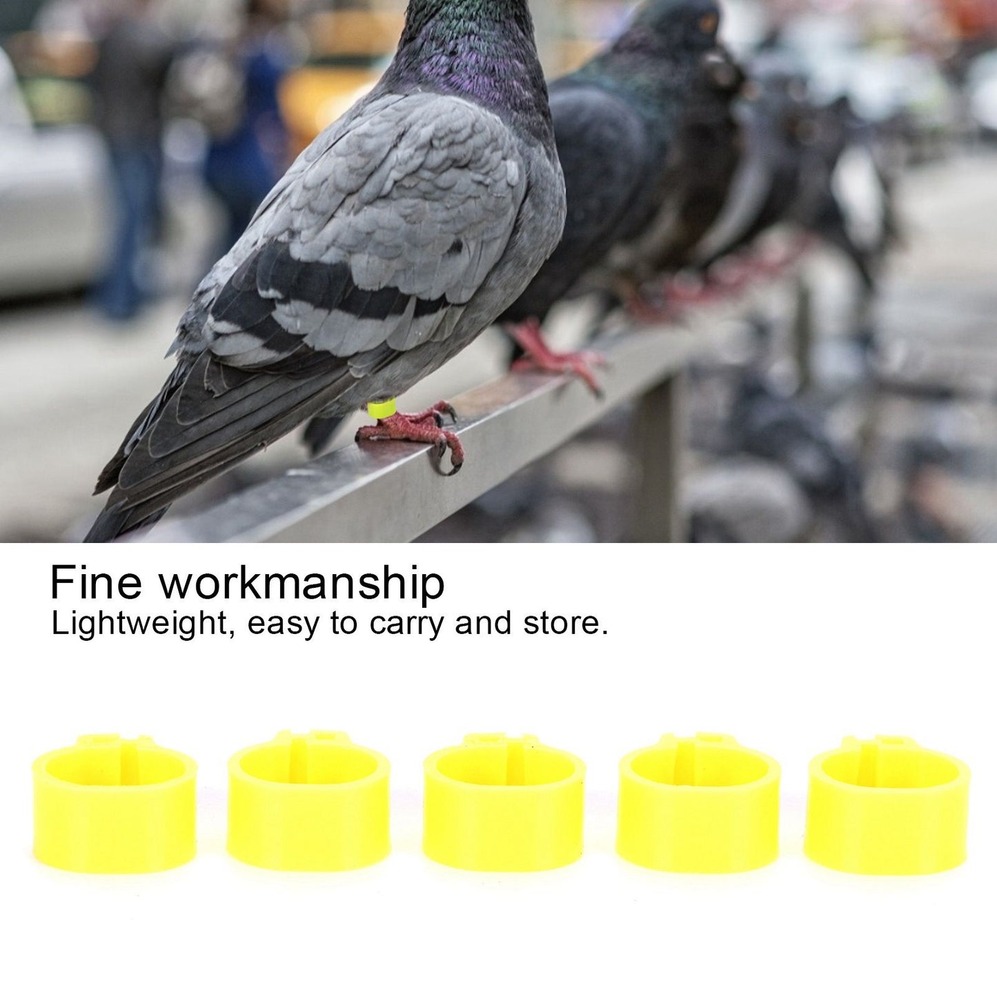 200Pcs 10mm Pigeons No Word Leg Ring Poultry Foot Clip Identification Ring Birds SuppliesYellow