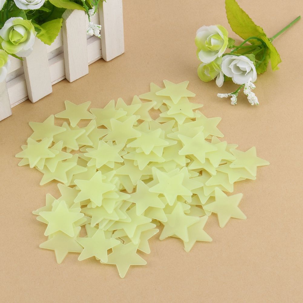 100pcs 3D Wall Glow In The Dark Star Stickers Decal In Baby Kid Nursery Bedroom