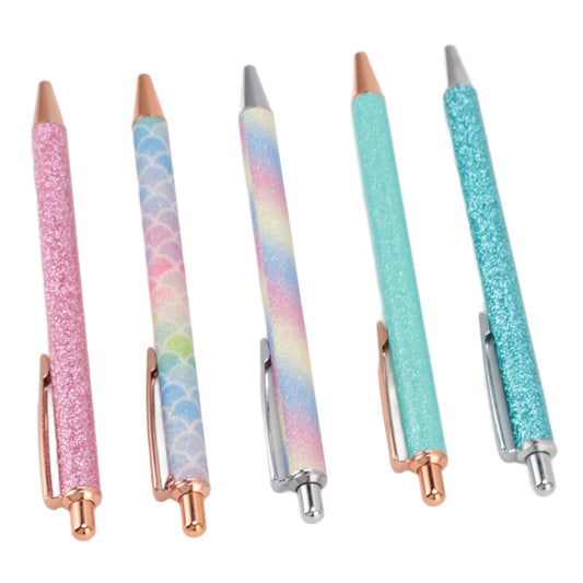 Ballpoint Pens Waterproof Ink Lightweight Portable Plastic Pressing Type Clip Design Writing Ballpoint Pens Set of 5pcs