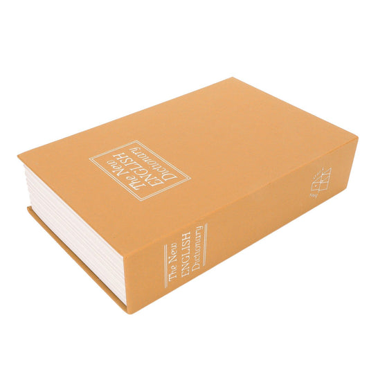 Book Safe Stainless Steel Liner Decorative ABS Material Humanized Design Protective Soft Touch Savings Bank with Key Brown