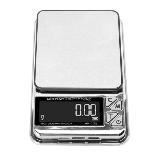 Home Digital Kitchen Scale 200g/0.01g‑1500g/0.1 High Accuracy USB Rechargeable Stainless Steel Jewelry Scale for Food