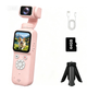 AT-M105 Pocket Gimbal Vlog Camera, 4K HD Handheld Video Camera,pink,64GB