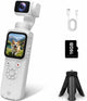 AT-M105 Pocket Gimbal Vlog Camera, 4K HD Handheld Video Camera,white,16GB