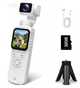 AT-M105 Pocket Gimbal Vlog Camera, 4K HD Handheld Video Camera,white,32GB