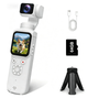 AT-M105 Pocket Gimbal Vlog Camera, 4K HD Handheld Video Camera,white,64GB