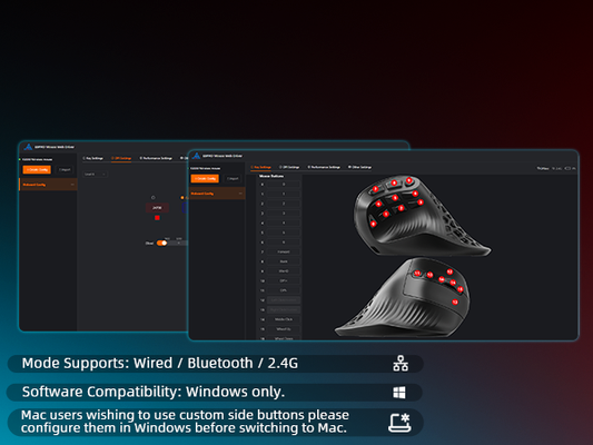Solakaka E9PRO TriāMode Vertical Ergonomic MMO Gaming Mouse, 10 Programmable Side Buttons, RGB Backlit Rechargeable Wireless Mouse,Black-Gray