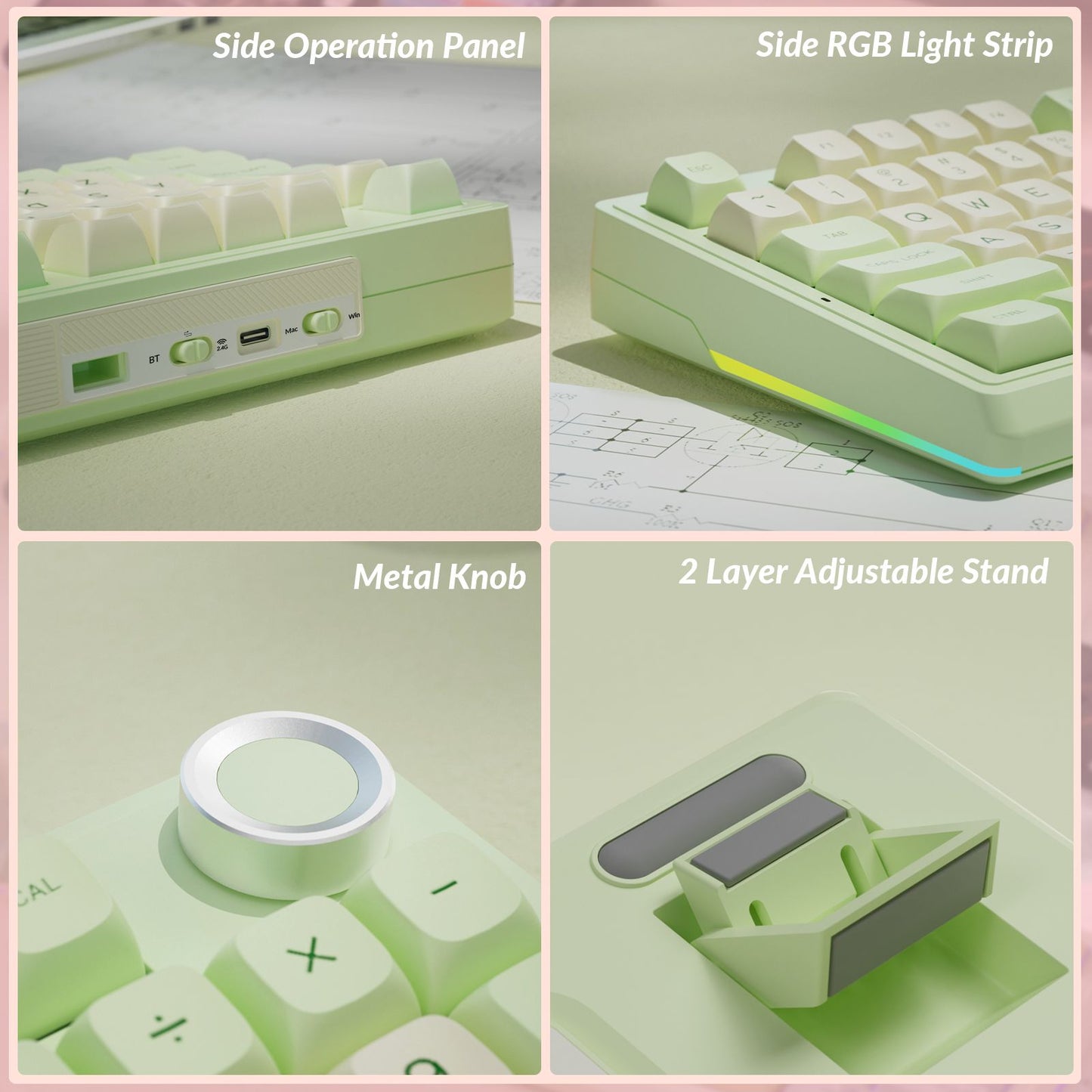 Solakaka Ki99pro 3‑Mode RGB Mechanical Keyboard, Avocado-Green