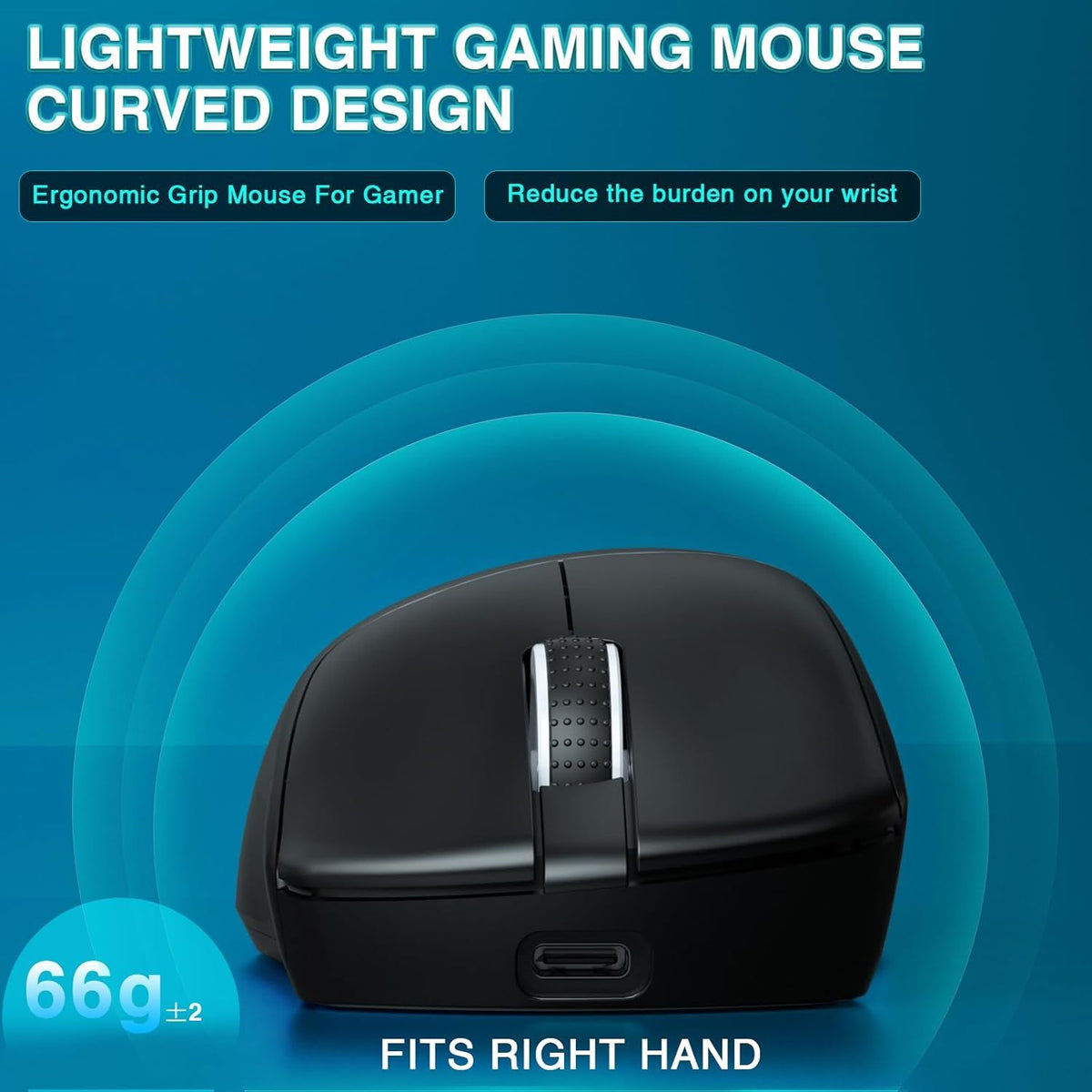 SOLAKAKA SM805 Tri-Mode Lightweight Wireless Gaming Mouse, 24000 DPI with Two Side Buttonsļ¼black