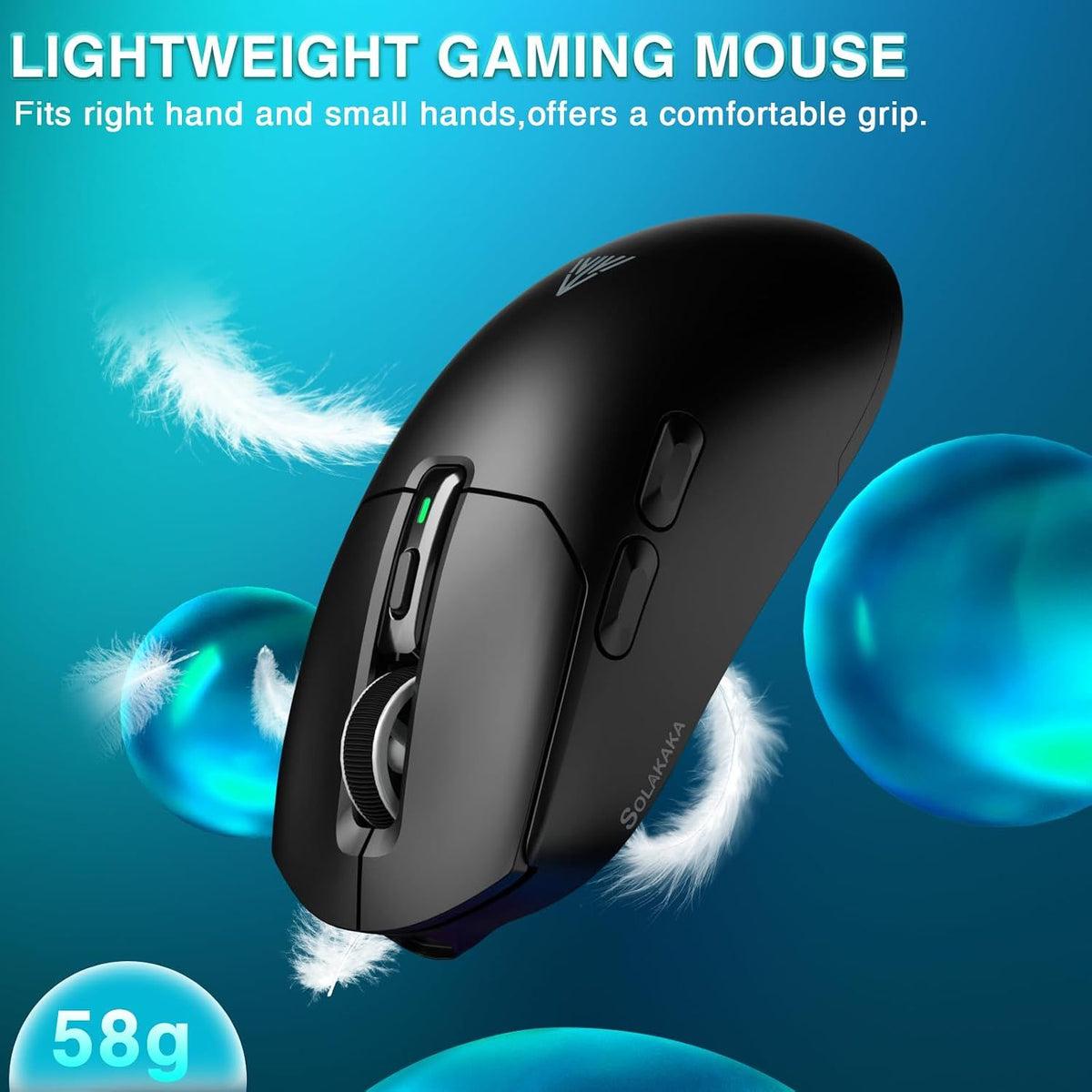 SOLAKAKA SM820 Wireless Gaming Mouse with RGB Charging Dock,24000 DPI Tri-Modes Wireless Mouseļ¼black