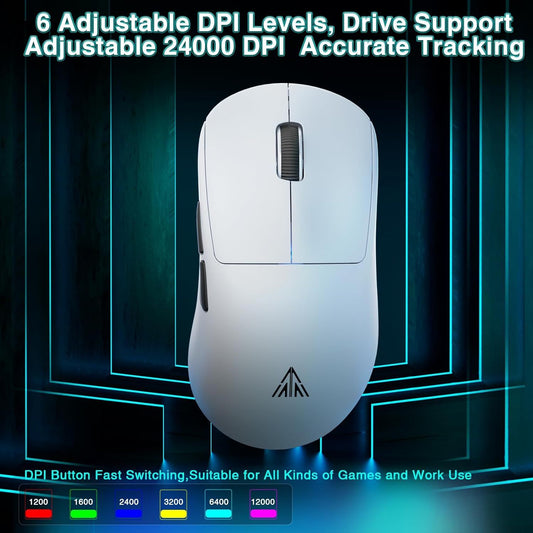 SOLAKAKA SM850 Ergonomic Tri-Mode Wireless RGB Gaming Mouse,white