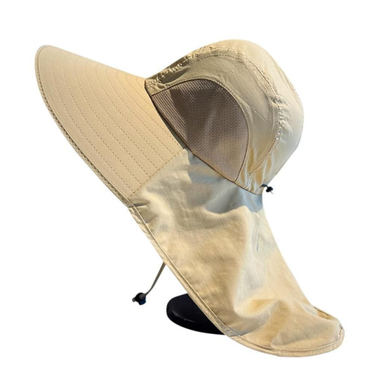 Sun Hats for Men Women Fishing Hat Breathable Wide Brim Bucket Hats with Neck Flap - Khaki