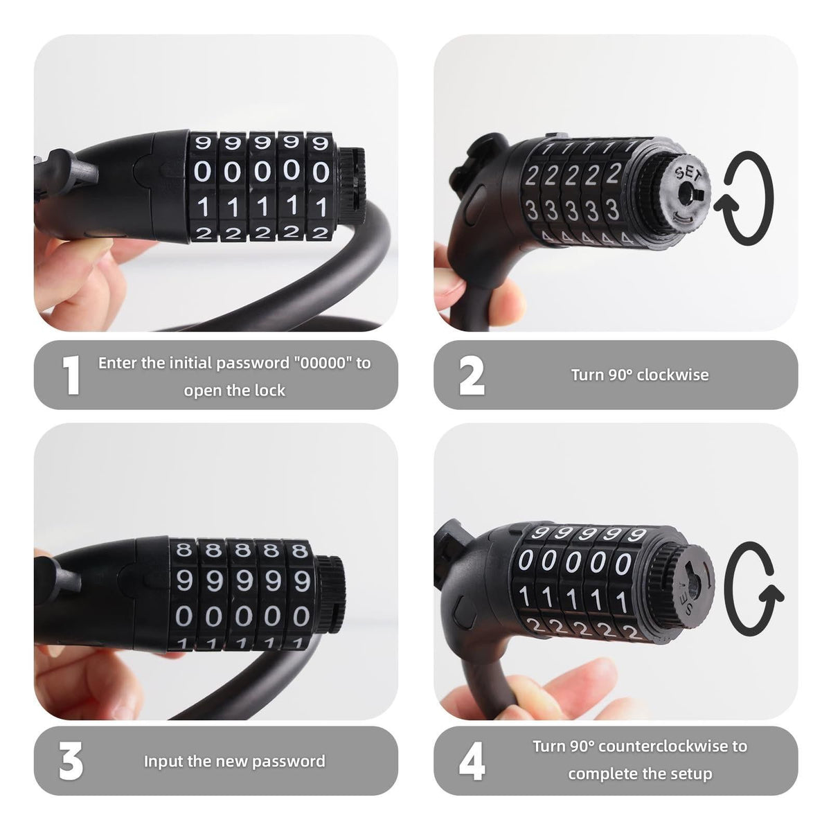 5-Digit Combination Password Lock Bicycle Combination Cable Lock Steel Cable Lock Chain Portable