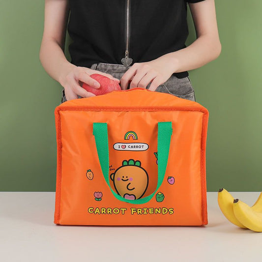 daidweil Kids Cartoon Insulated Lunch Bag Oxford Cloth Orange