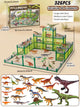 DIY Jurassic Theme Park Building Set for Kids, Creative Dinosaur Arena Toy with Realistic Dinosaurs and Palm Trees, Educational Playset for Ages 3+ to Build and Explore (326PCS, Green)