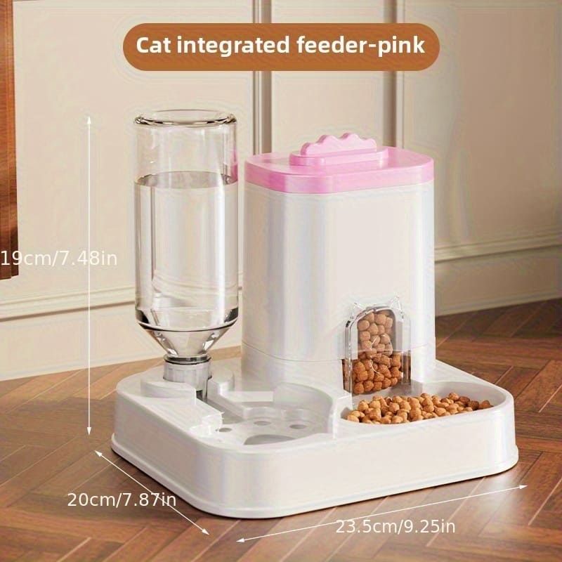 Automatic Pet Feeder and Water Dispenser Combo, 7-Day Capacity for Cats and Small Dogs, Self-Refilling Water Bowl with Gravity Flow, No Battery Needed, Modern White Design with Sturdy Base (Blue)