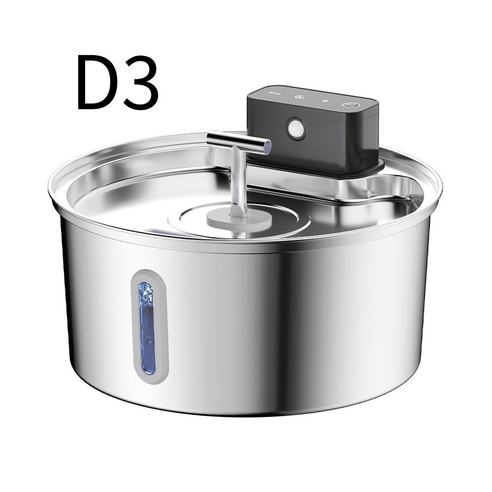 Wireless Pet Water Fountain for Cats and Small Dogs, 304 Stainless Steel, 3.2L Capacity, Rechargeable Battery, Three Flow Modes, Low Noise, Easy to Clean (D2)
