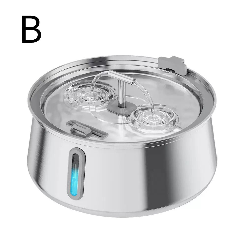 304 Stainless Steel Automatic Pet Water Fountain, 4L Cat Water Dispenser with Transparent Window, Dual Flow Modes, Activated Carbon Filter, Low Noise USB Pump for Indoor Cats and Dogs (C)