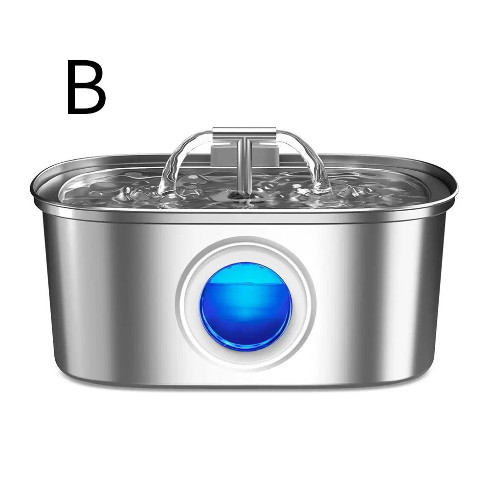304 Stainless Steel Pet Water Fountain, 3.2L Oval Design with Dual Water Flow, Ultra-Quiet Automatic Circulating Filtered Drinking Station for Cats and Dogs, USB Powered (Adapter Not Included), Dishwasher Safe (C)