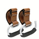 Universal Stroller Hooks with PU Leather Straps – Heavy-Duty Aluminum Baby Stroller Organizer for Hanging Bags, Purses, and Diaper Bags on Stroller Handles or Frames (2PCS(Brown))