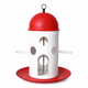 Hanging Bird Feeder with Red Dome Roof and Perch, Outdoor Wild Bird Feeding Station for Garden, Yard, Balcony, or Park Decoration and Bird Watching (Red)