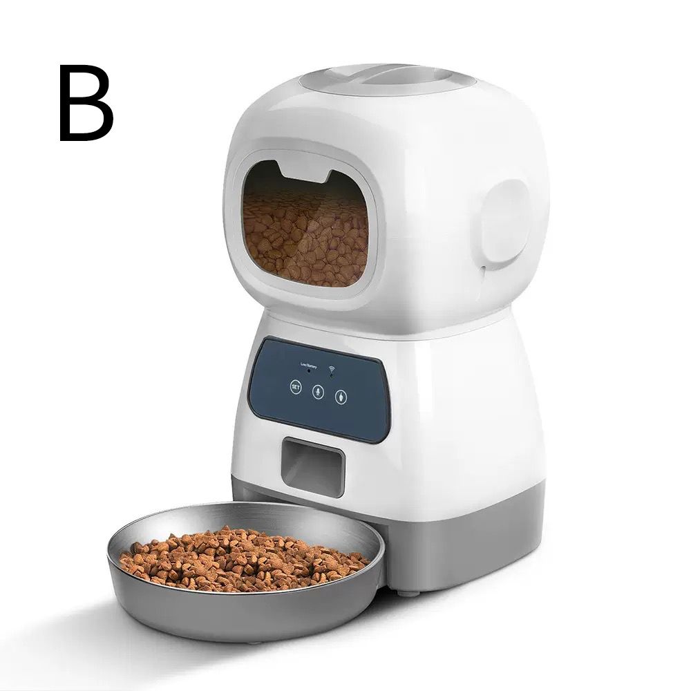 Smart Pet Automatic Feeder with 3.5L Capacity, Timed Portion Control, WiFi Remote Control, Voice Call Feature, Dual Power Supply for Cats and Small Dogs, Ideal for Indoor Use While You Are Away (A(No WiFi ))