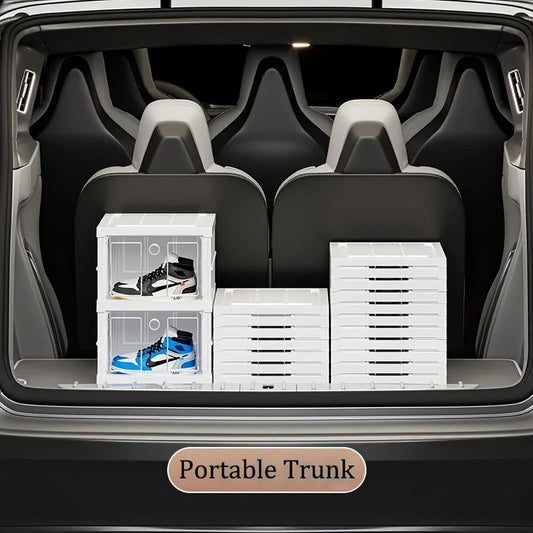 White Black foldable shoe storage boxes, transparent shoe boxes, shoe storage Australia, wardrobe organisers, stackable shoe boxes, collapsible shoe containers, shoe protection boxes, clutter-free storage, home organisation Australia