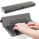 Black foldable wireless keyboard, Broadcom Microchip, US layout keyboard, iOS compatible keyboard, Android compatible keyboard, Windows compatible keyboard, portable keyboard, triple fold keyboard, Australian market keyboard, on-the-go typing