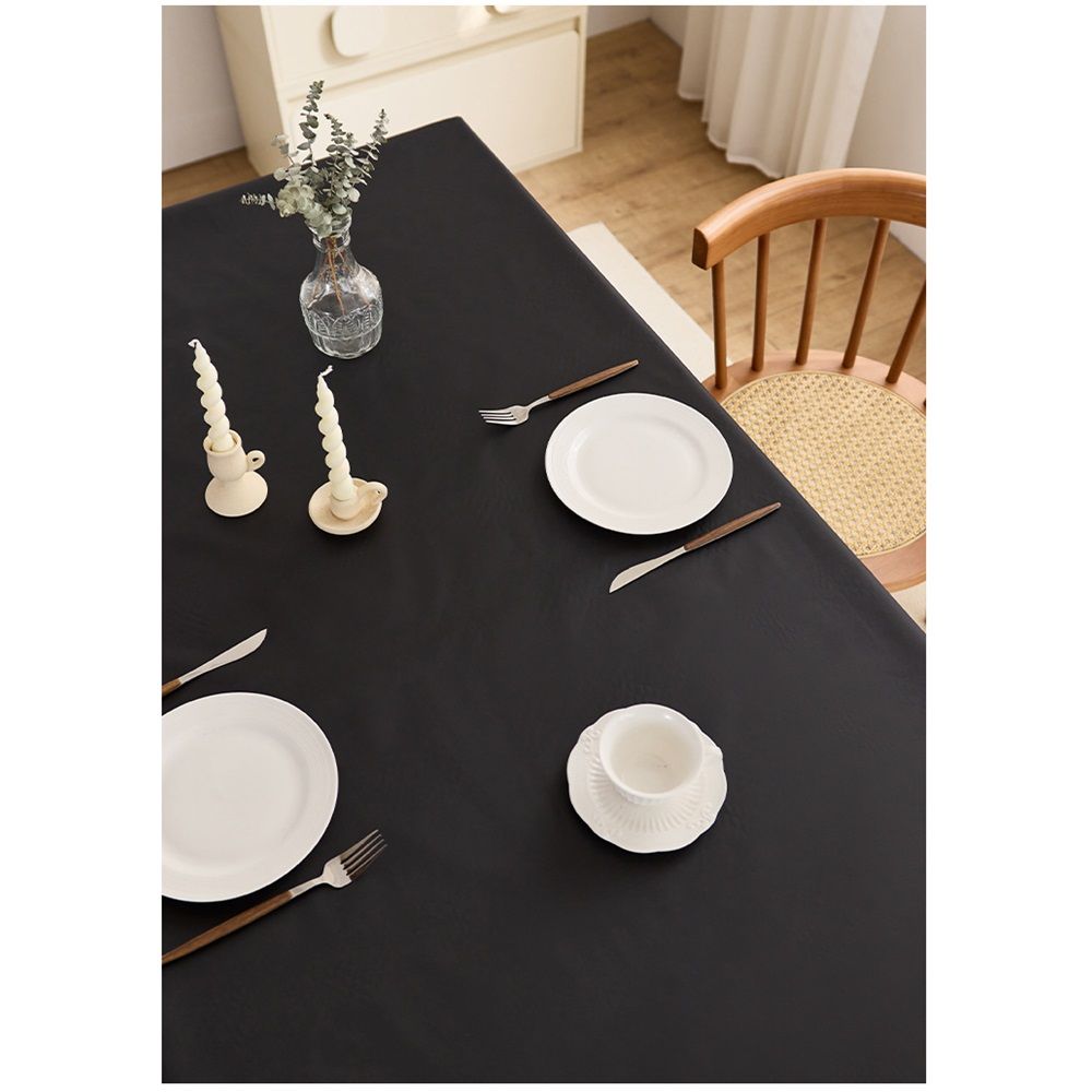 Rectangle Tablecloth Waterproof Spillproof Wrinkle Free Table Cloth, Kitchen Dining Tabletop Decoration, Fabric Table Cover for Outdoor and Indoor Use, 140x180cm, Black