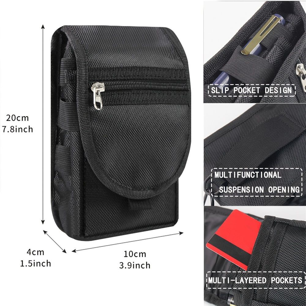 2pcs Dual Phone Holster with Belt Clip,Large Belt Smartphone Pouch for Men,Multi-Function Compatibility Mobilephone Case for Daily Use(black)