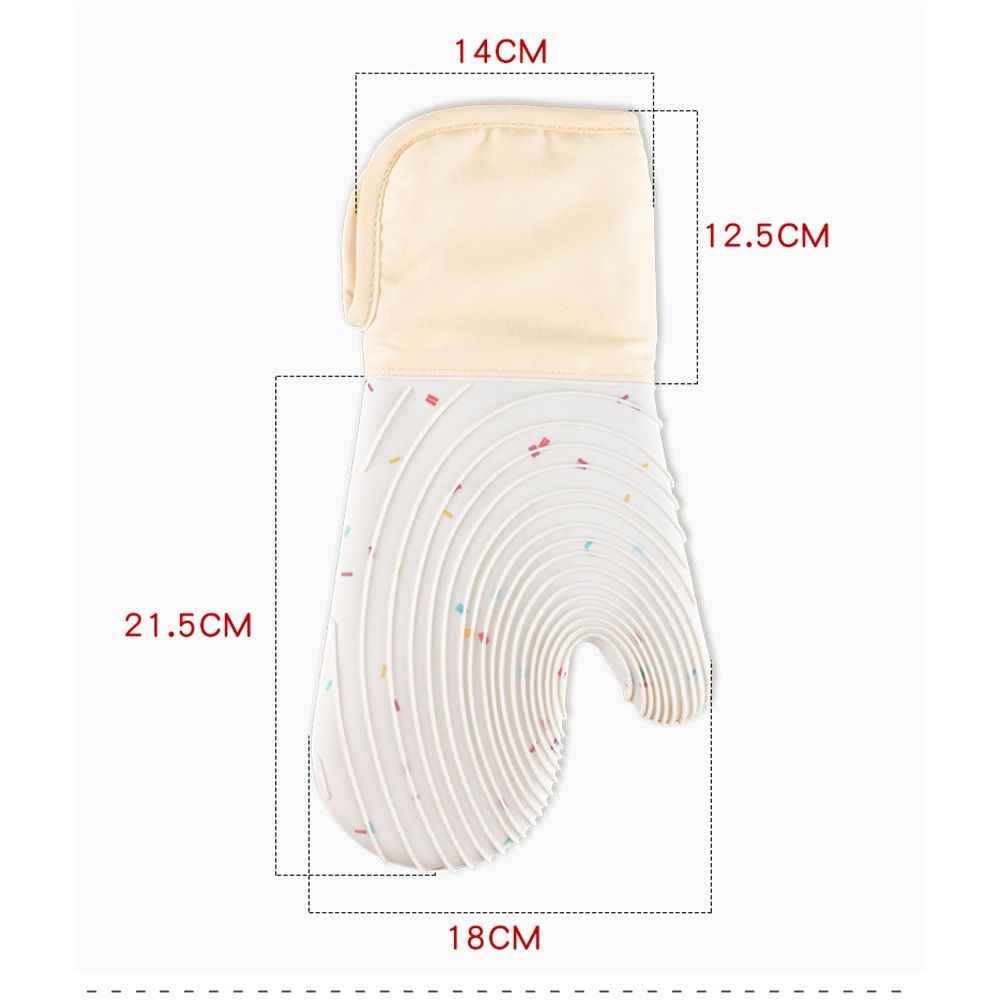 Set of 2 Silicone Oven Mitts Waterproof Shell Oven Mitts for Kitchen for Heat Degrees Washable Kitchen Mittens with Cotton Lining for Cooking Baking Grilling Microwave(Candy White)