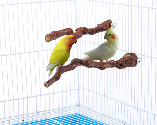 2 natural wooden bird perch racks, birdcage wooden bird rack tree perch, used for bird parrots and macaws (25cm)