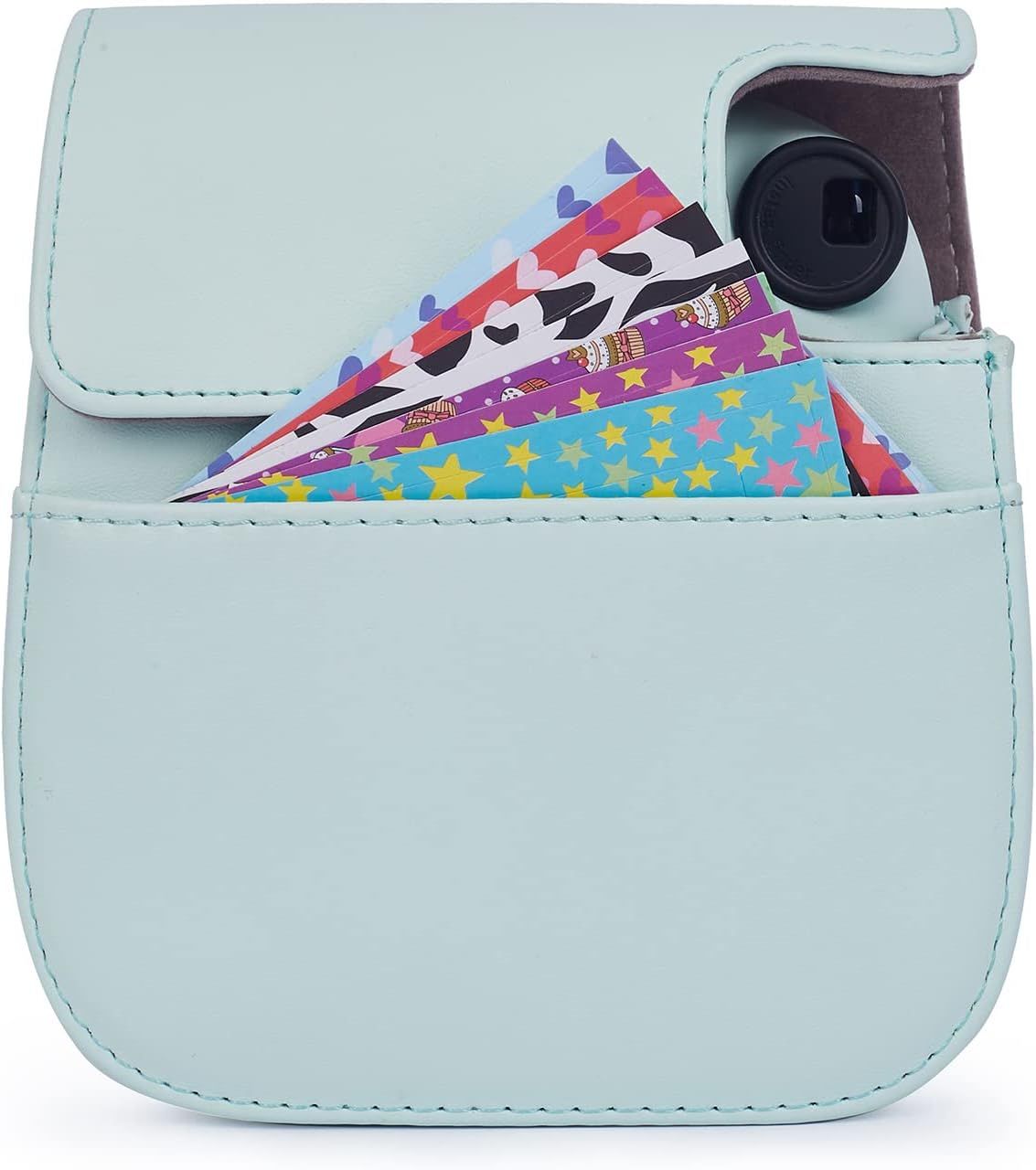 Instant Mini 12 Protective Camera Case for Fujifilm Instax Mini 12/11,Premium PU Leather Camera Bag Cover with Pocket and Removable&Adjustable Strap (Mint Green)