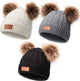 Kids Toddler Winter Pompom Hat Baby Knitted Beanie Hat Faux Fur Pom Beanie Cap for Girls Boys 1-3 Years Old