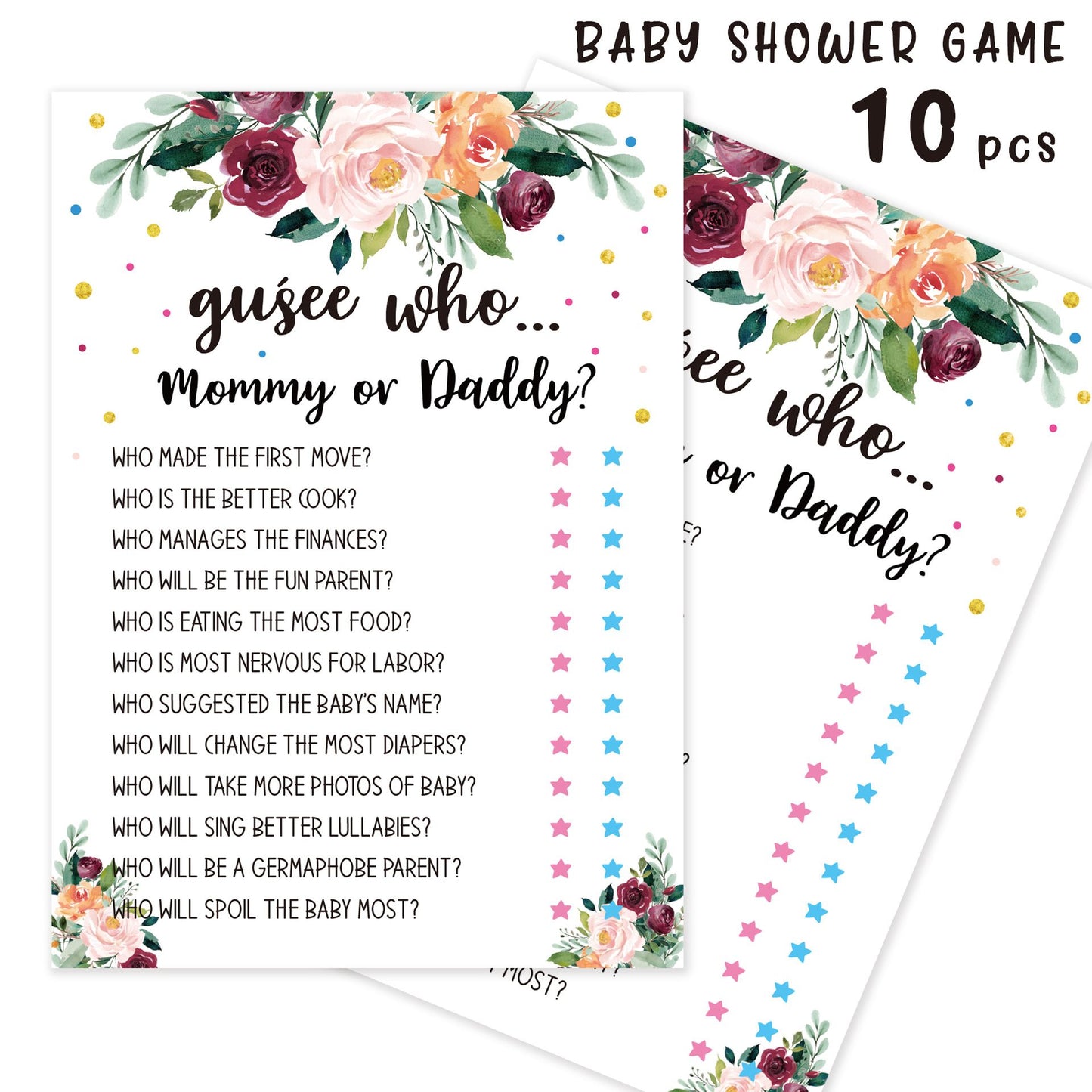 5 PCS Draw Baby Shower Games, Boy or Girl Gender Reveal Party Game - Baby Shower Party Activities Supplies - Can You Guess