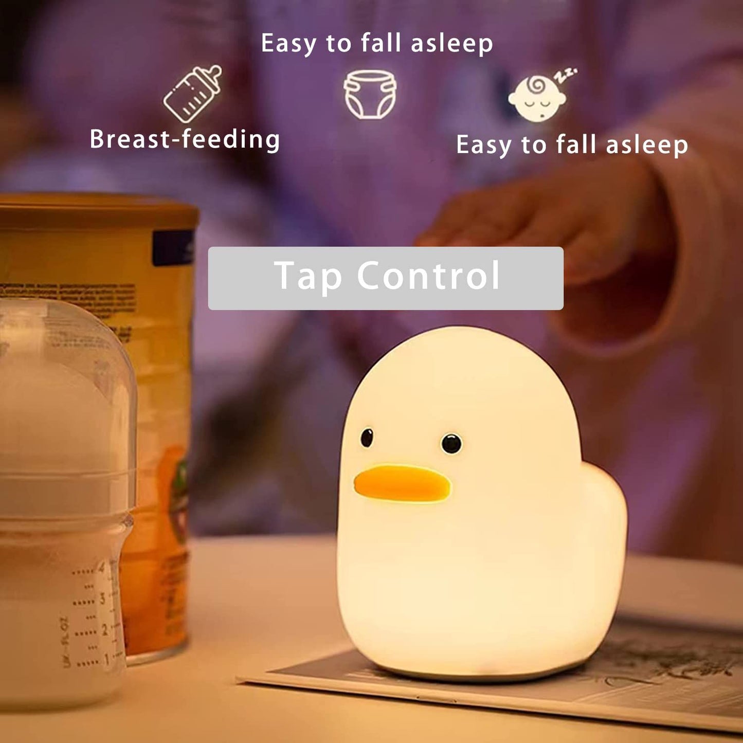 Silicone Duck Night Light & Camping Light, Kids Nursery Bedside Night Lamp with Touch Sensor Easy ,Children's Room, Gatherings
