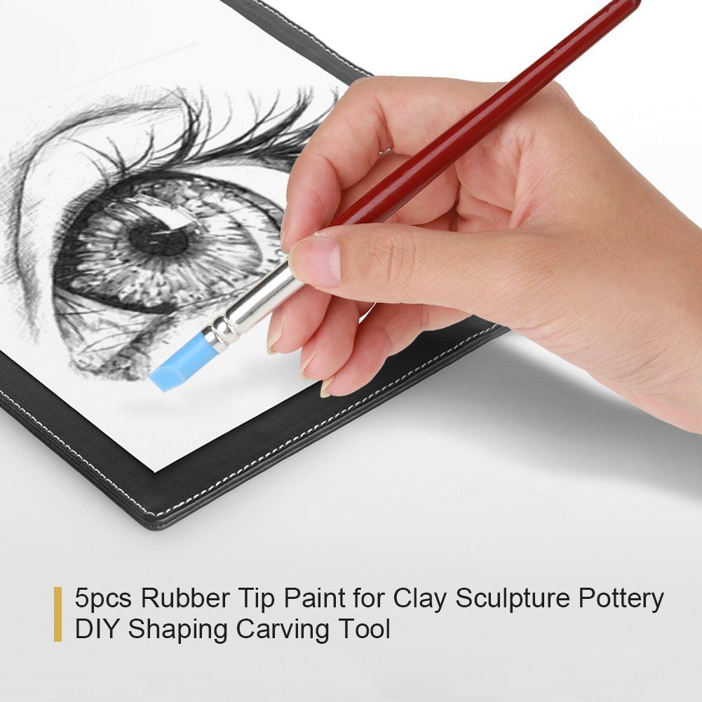 Silicone Pottery Clay Sculpting Tool 5Pcs Rubber Tip Paints Silicon Brushes Sculpture Pottery Clay Shaping Carving Tool