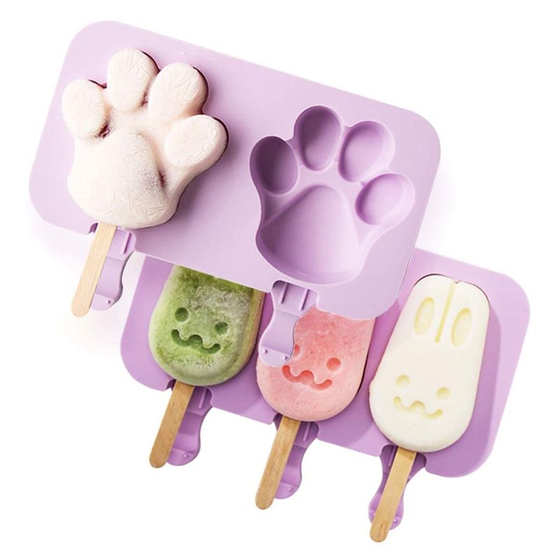 2PCS Cute Cartoon Shaped Food-Grade Silicone Ice Cream Molds Cake Mold Cheese Mold, Easy to Demoulding