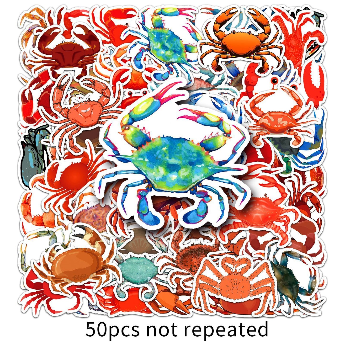 Various Crab Vinyl Stickers for Girls Boys Teens Kids |50 Pcs| Cute Cartoon Waterproof Stickers for Water Bottle Laptop Flasks