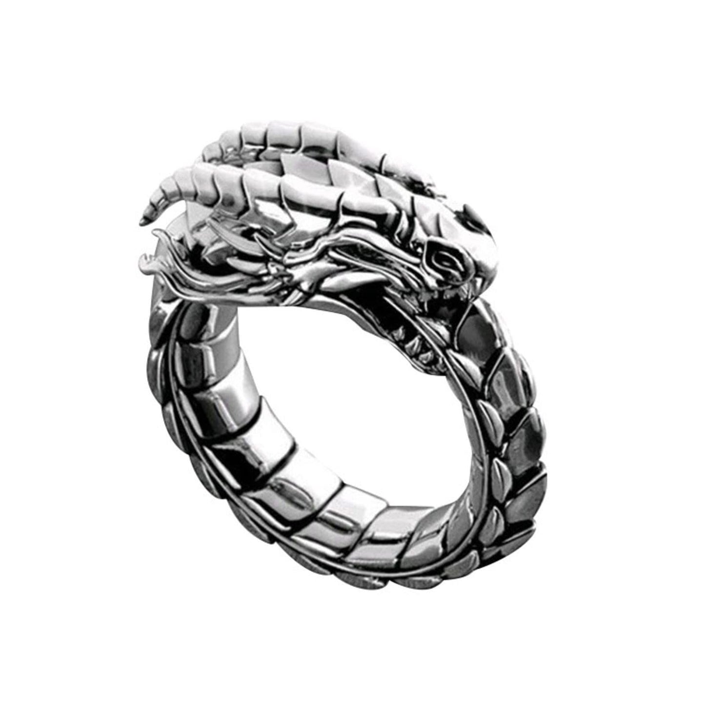 Men's Dragon Ring, Gothic Dragon Head Ring, Punk Stone Dragon Ring, Boys' Hip Hop Retro Rock Dragon Animal Jewelry