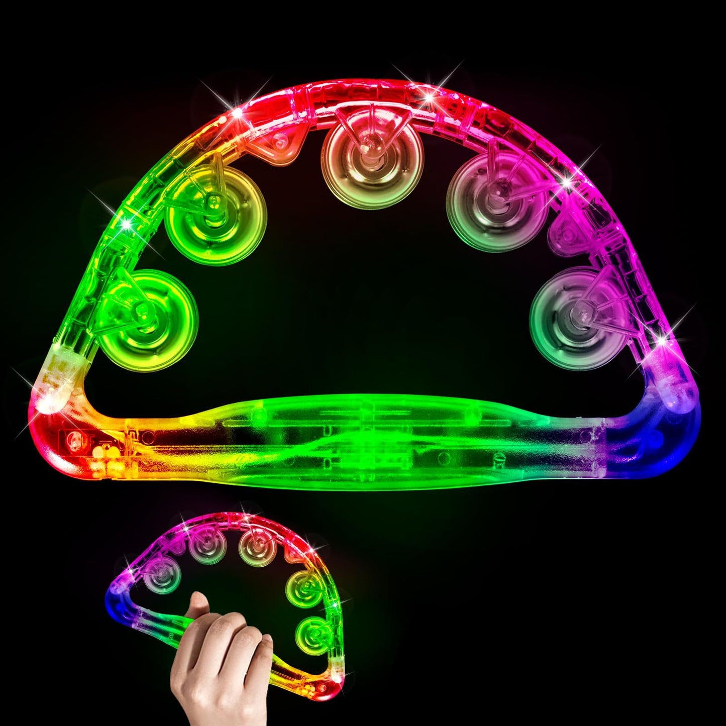 Light Up Toys Handheld Musical Flashing Tamborine Autism Toys Party Supplies for Birthday Anniversaries Gifts for Kids Adults Teens