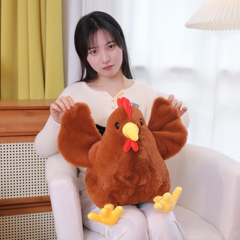 Lifelike Rooster Stuffed Toy Chubby Hen Chicken Plush Pillow Realistic Sitting Mother Hen Stuff Doll Easter