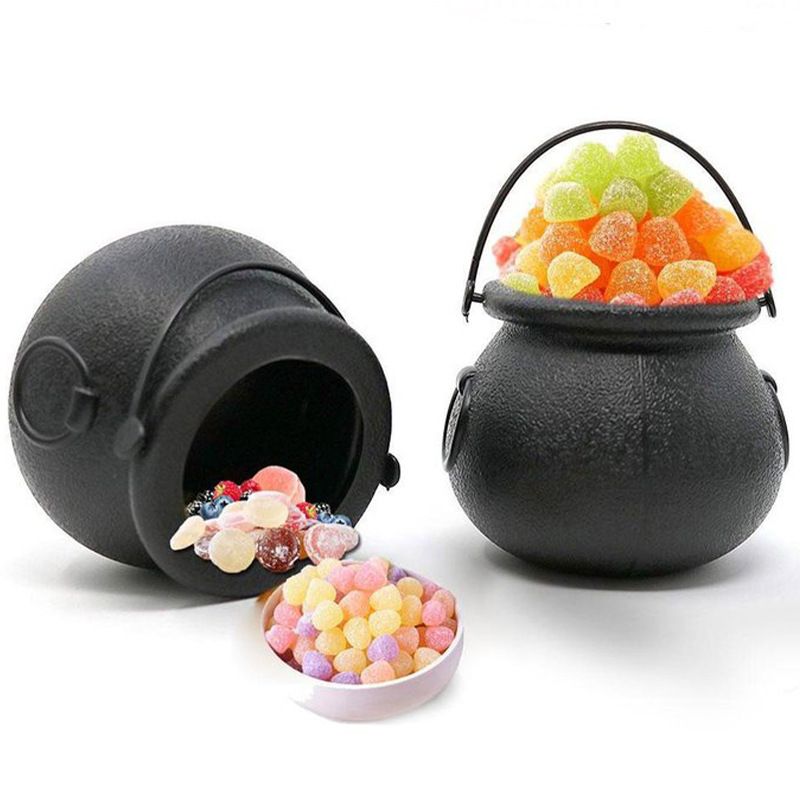 2 pcs Halloween Cauldron - Blow Mold Plastic Party Accessory - Candy Holder for Kids - Halloween Party Favors & Supplies