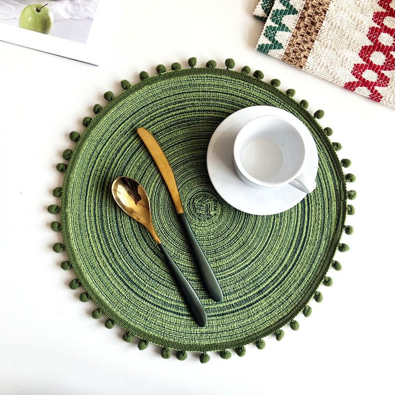 Textured Placemats 15 Inches Round, Set of 4 – Modern Traycloth Table Mats for Home, Dining Room Décor, Banquets, Indoor