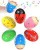 6 Pack Wooden Percussion Musical Shaker Prefilled Easter Eggs with Toys Inside Filled, Toddlers Easter Basket Stuffers Egg Fillers Montessori Toys Gifts