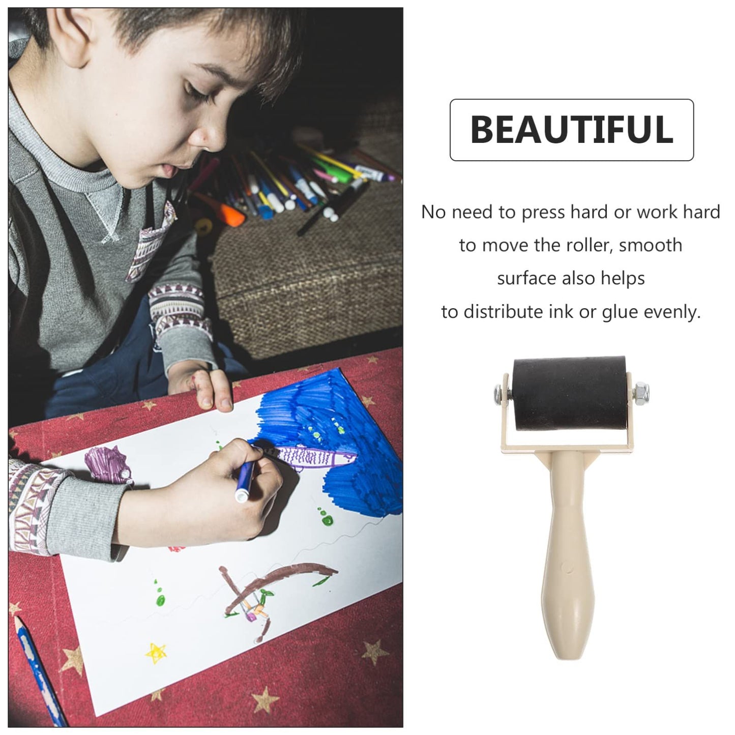 Kids Tools Kids Tools Seam Roller 5 Pcs Rubber Printmaking Roller Plastic Rollers for Crafting Roller Rollers Rubber Roller