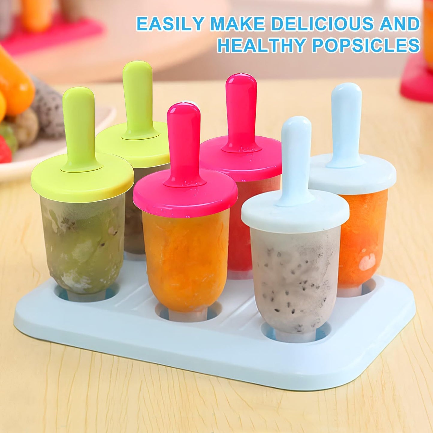 Popsicle Molds Ice Pop Makers Ice Pop Molds Ice Bar Maker Plastic Popsicle Mold, Kids Ice Cream Tray Holder Lolly Pops-2pcs